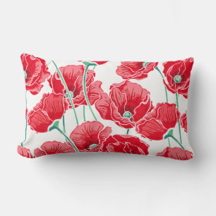 Almohada de acento de amapolas rojas
