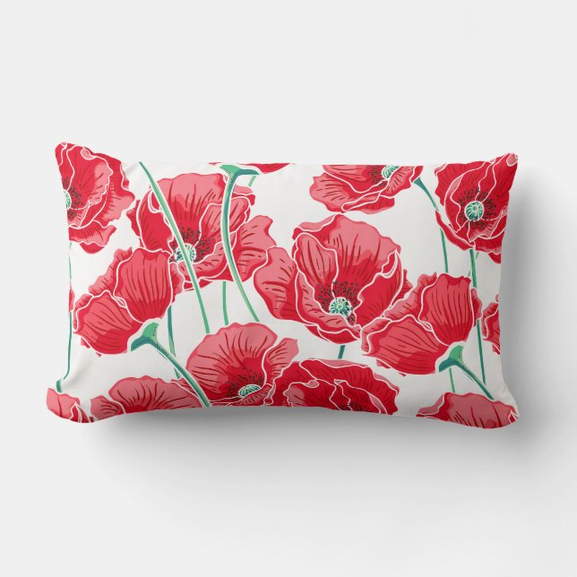 Almohada de acento de amapolas rojas (Anverso)