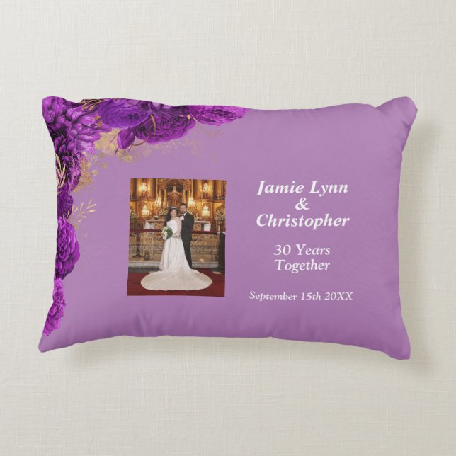 Almohada de acento de aniversario de boda floral p (Reverso)