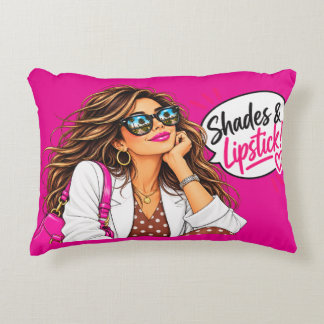 Almohada de acento de arte pop rosa caliente Shade