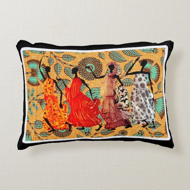 Almohada de acento de baile afrocentrico de Kwanza (Anverso)