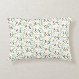 Almohada de acento de baldosas de pájaros azules