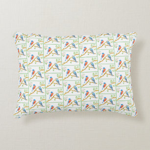 Almohada de acento de baldosas de pájaros azules