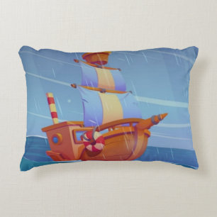 Almohada de acento de barco pirata de dibujos anim