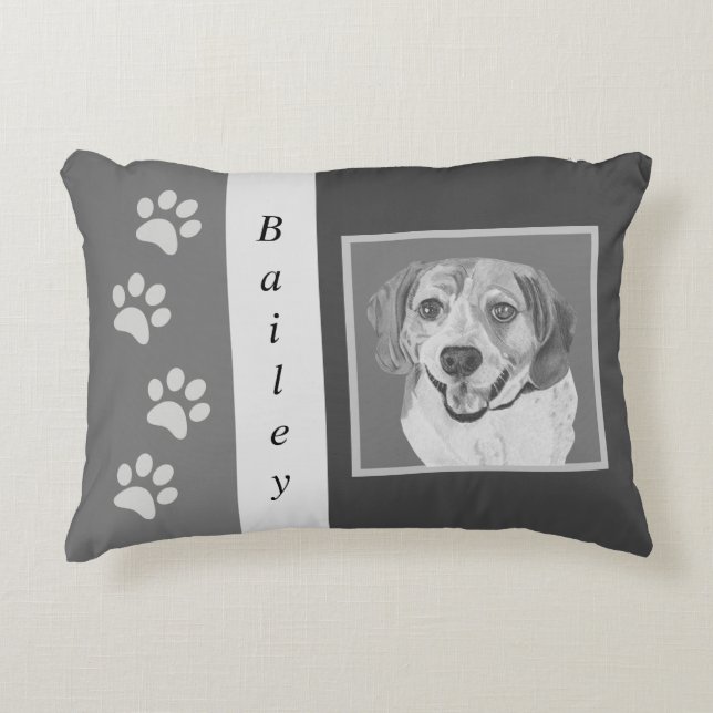 Almohada de acento de Beagle a lápiz personalizabl (Anverso)
