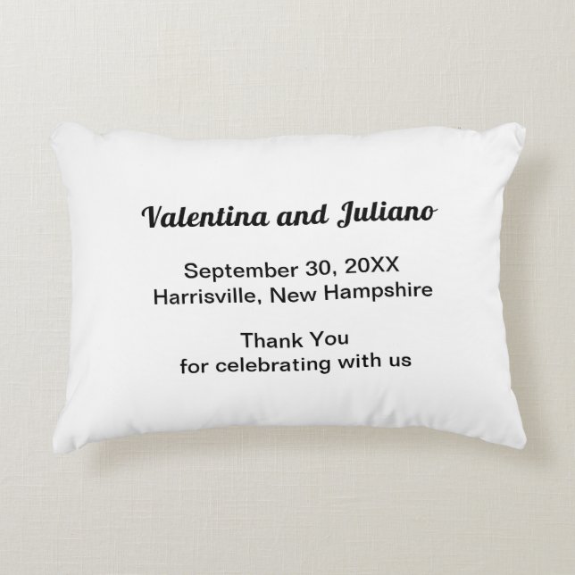 Almohada de acento de boda en blanco y negro (Anverso)