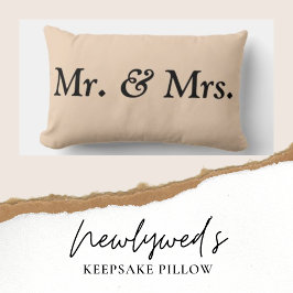 Almohada de acento de boda Sr Sra Blanco apagado