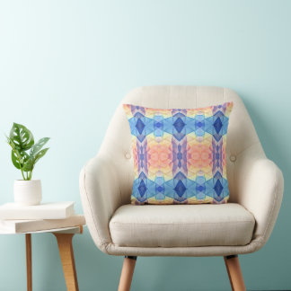 Almohada de acento de caleidoscopio azul pastel y