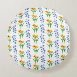 Almohada de acento de campanillas azules y tulipan