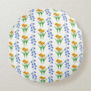 Almohada de acento de campanillas azules y tulipan