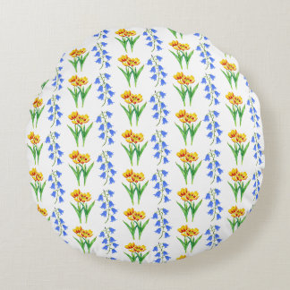 Almohada de acento de campanillas azules y tulipan