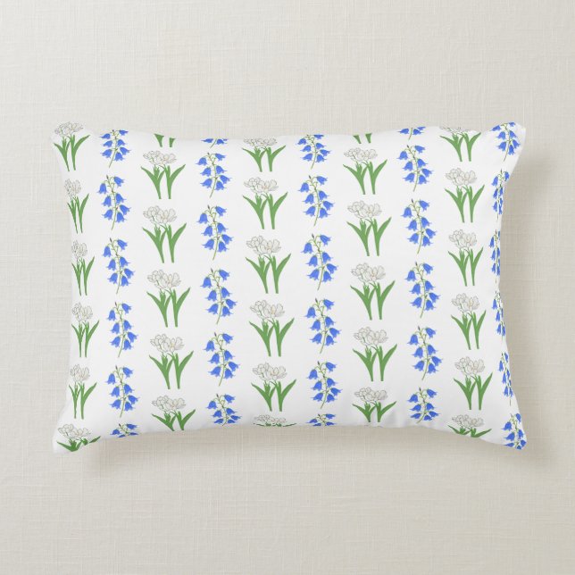Almohada de acento de campanillas azules y tulipan (Anverso)