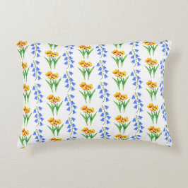 Almohada de acento de campanillas azules y tulipan