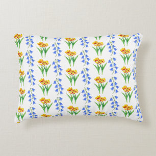 Almohada de acento de campanillas azules y tulipan