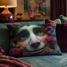 Almohada de acento de cara surrealista de 16x12