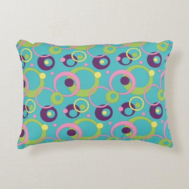 Almohada de acento de círculos azules funky (Anverso)
