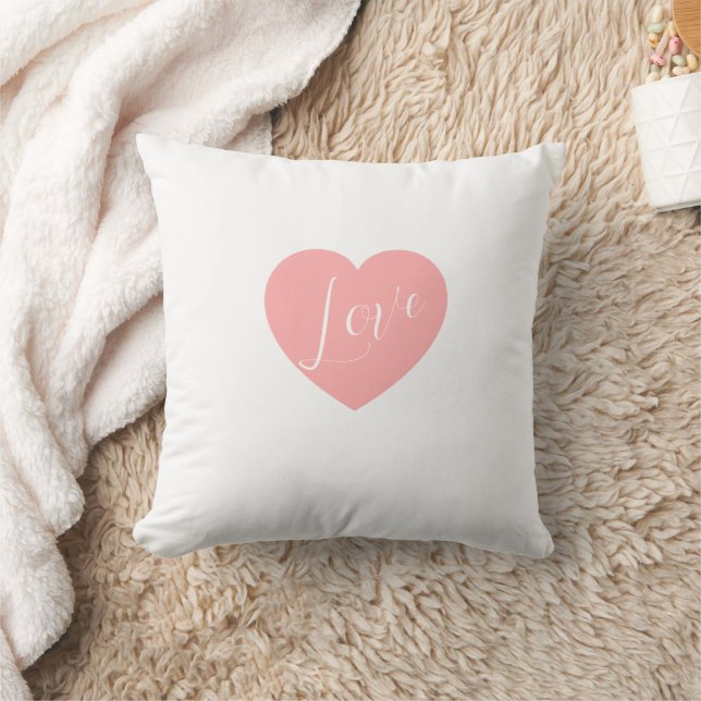 Almohada de acento de corazón blanco suave "Amor"  (Manta)