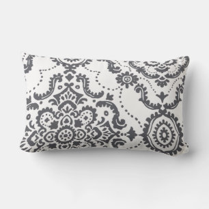 Almohada de acento de damasco de paisley de gris c