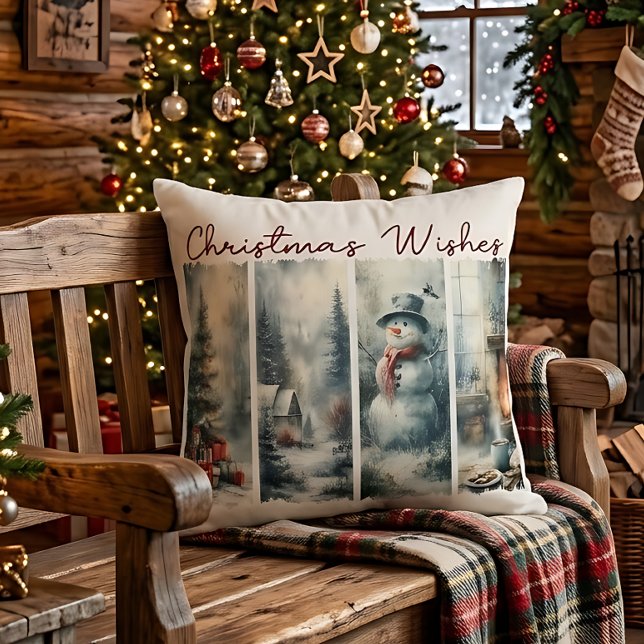 Almohada de acento de deseos navideños acogedores (Subido por el creador)