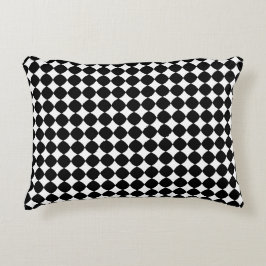 Almohada de acento de diamante a cuadros en blanco