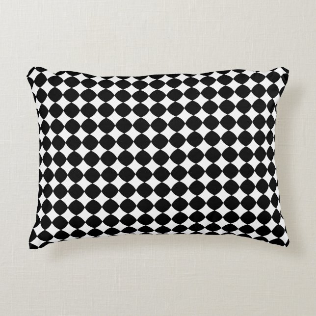 Almohada de acento de diamante a cuadros en blanco (Anverso)