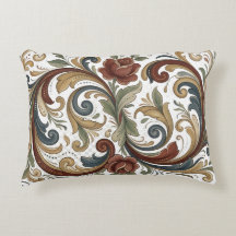 Almohada de acento de diseño Rosemaling de herenci