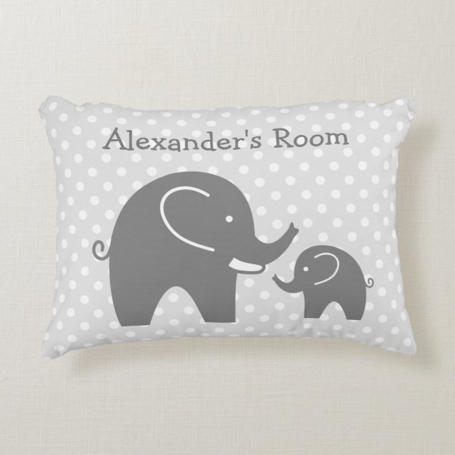Almohada de acento de elefantes grises lindos para (Anverso)
