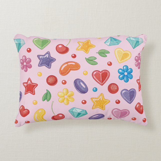 Almohada de acento de estrella de caramelo colorid (Anverso)