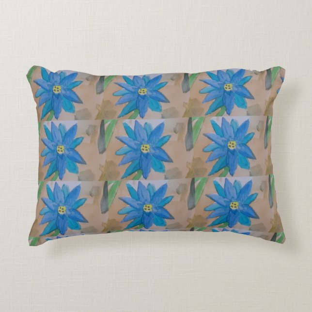 Almohada de acento de flores azules (Anverso)