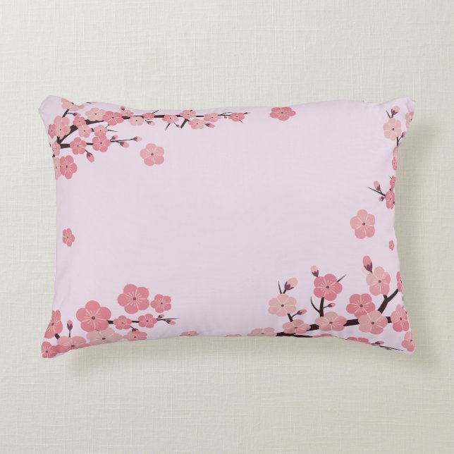 Almohada de acento de flores de sakura florecidas (Anverso)