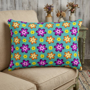 Almohada de acento de flores retro coloridas linda