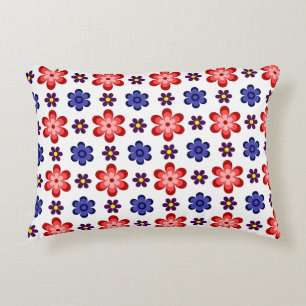 Almohada de acento de flores rojas moradas azules 