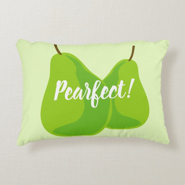 Almohada de acento de fruta de pera verde divertid (Anverso)