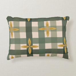 Almohada de acento de gingham y hojas verdes