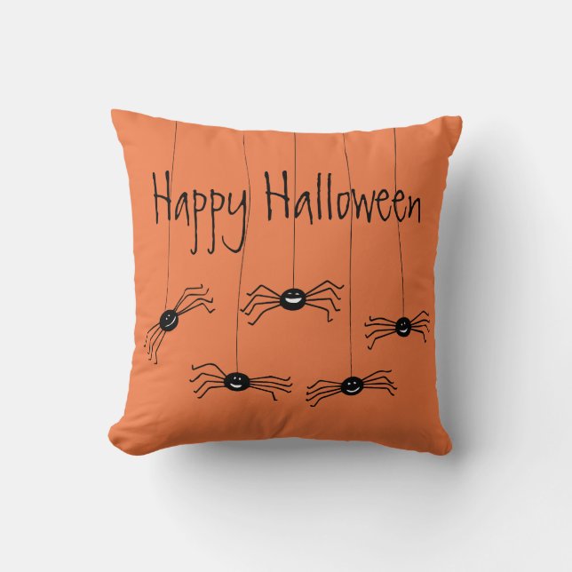 Almohada de acento de Halloween con arañas desluci (Anverso)