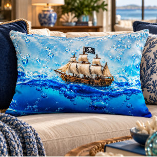 Almohada de acento de ilusión oceánica de barco pi