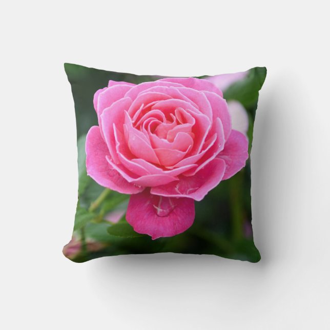 Almohada de acento de jardín de rosas rosadas flor (Anverso)