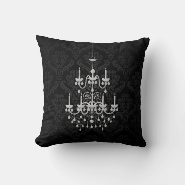 Almohada de acento de la lámpara de araña negra y  (Anverso)