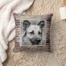 Almohada de acento de ladrillo con foto de mascota