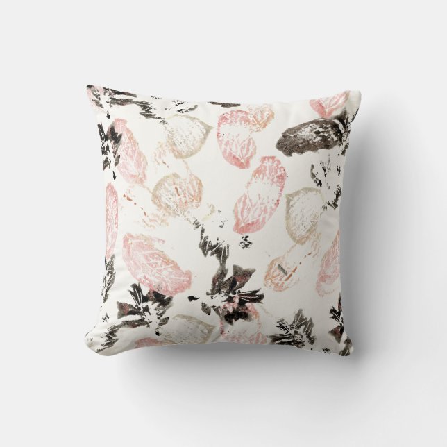 Almohada de acento de las hojas y plumas de Boho (Anverso)