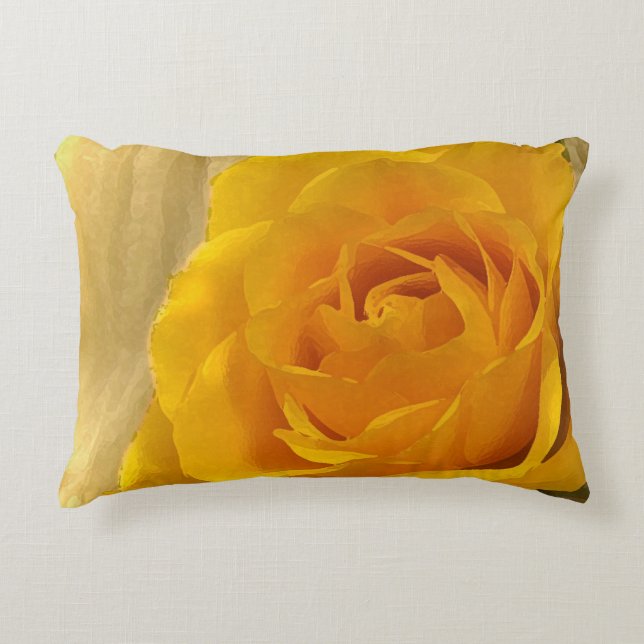 Almohada de acento de los dientes de rosa amarilla (Anverso)