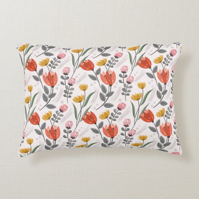 Almohada de acento de los tulipanes dibujados a ma (Anverso)