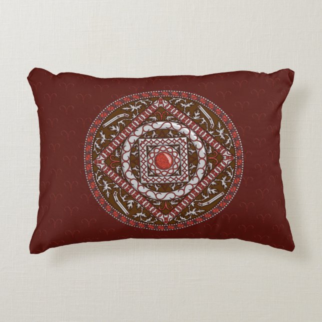 Almohada de acento de mandala de Aries (Anverso)