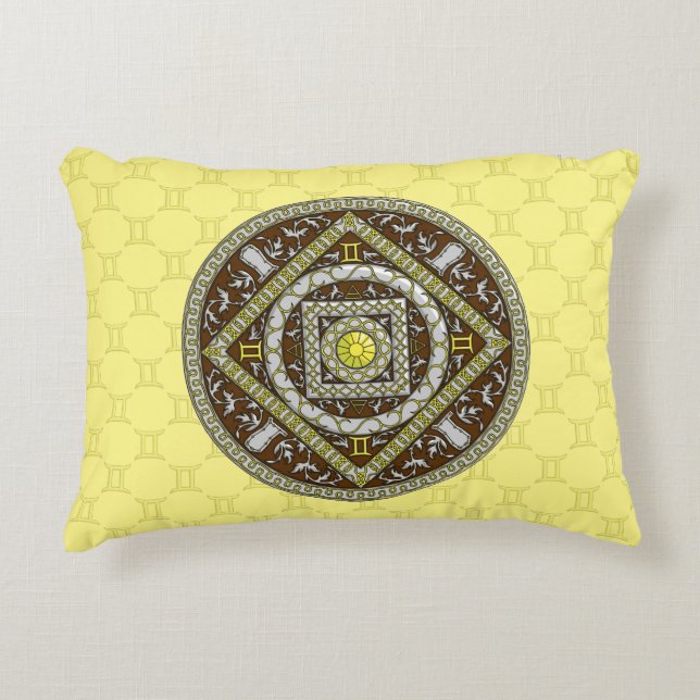 Almohada de acento de mandala de Géminis (Anverso)