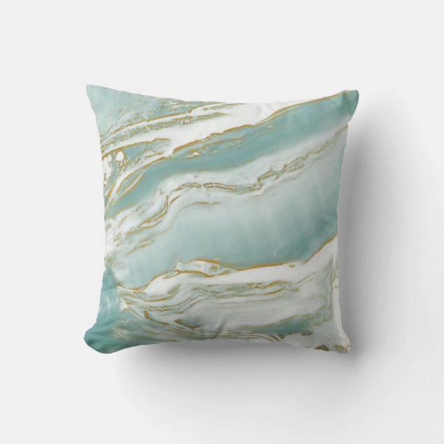 Almohada de acento de mármol - Turquesa / Verde az (Anverso)