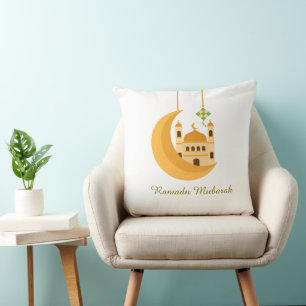 Almohada de acento de mezquita y luna de Eid de Ra