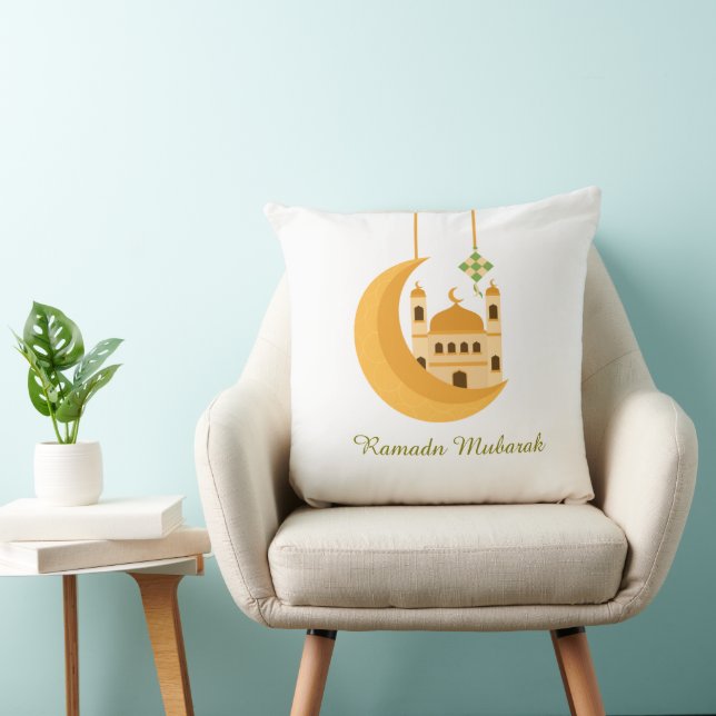 Almohada de acento de mezquita y luna de Eid de Ra (Silla)