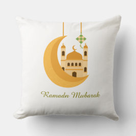 Almohada de acento de mezquita y luna de Eid de Ra