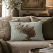 Almohada de acento de mimbre de naturaleza surreal