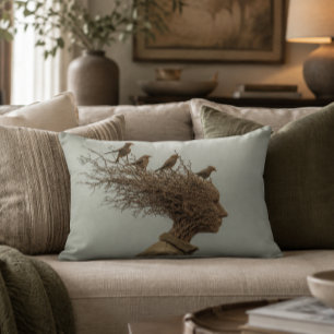 Almohada de acento de mimbre de naturaleza surreal